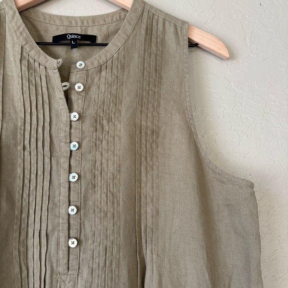 Quince Olive Green Linen Dress L - Picture 4 of 11